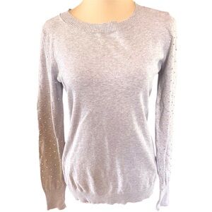 Express Rhinestone Studded Sleeve Creamy Tan Sweater - Women's Size Medium